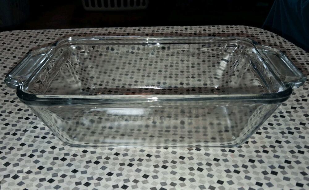 Vintage Anchor Hocking Clear 1.5 Qt Glass Loaf Bread Pan Baking Dish 5 × 9